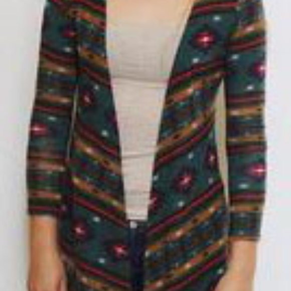 Moru Open Front Cardigan Tribal Aztec Green Med - Picture 4 of 4